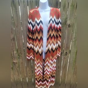 Retro chevron knitted duster total fall vibes ✨